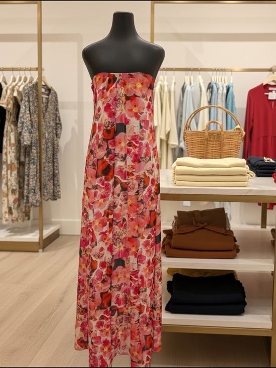 Sam Edelman Dresses & Skirts - Sam Edelman Strapless Floral Maxi Dress in Pink and Red